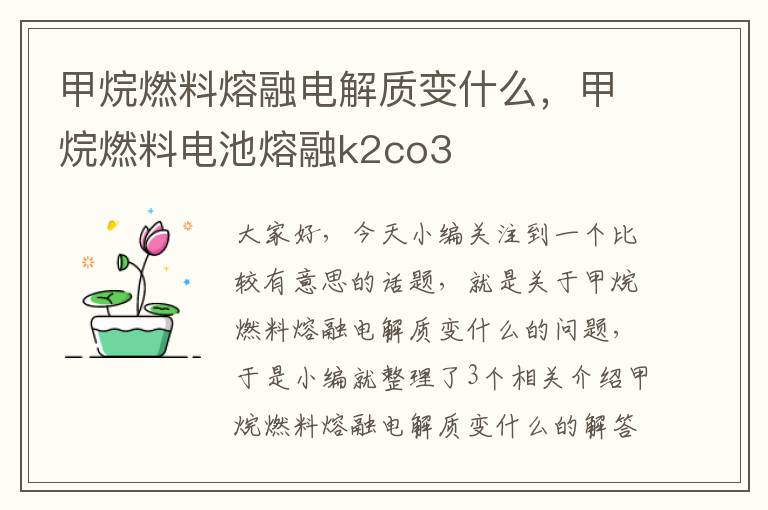 甲烷燃料熔融电解质变什么，甲烷燃料电池熔融k2co3