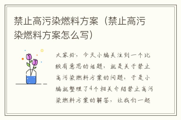 禁止高污染燃料方案（禁止高污染燃料方案怎么写）