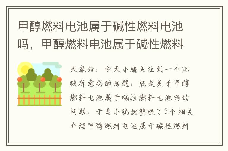 甲醇燃料电池属于碱性燃料电池吗，甲醇燃料电池属于碱性燃料电池吗对吗