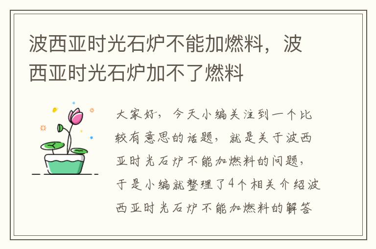 波西亚时光石炉不能加燃料，波西亚时光石炉加不了燃料