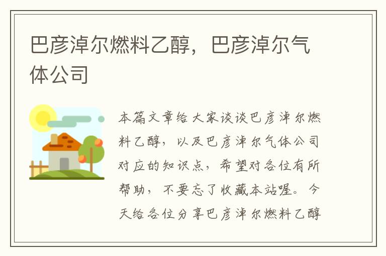 巴彦淖尔燃料乙醇，巴彦淖尔气体公司