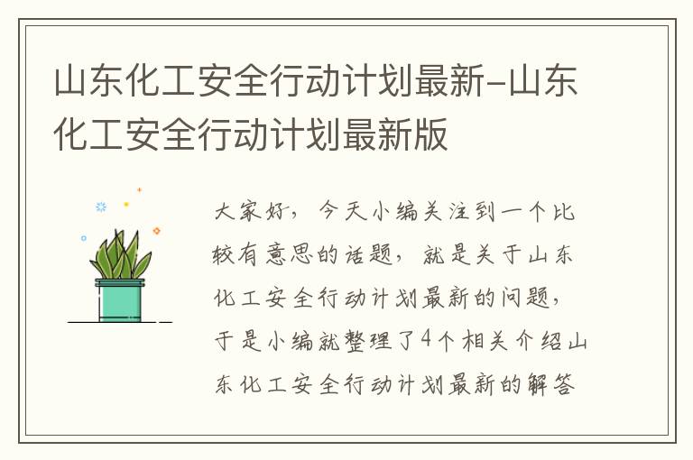 山东化工安全行动计划最新-山东化工安全行动计划最新版