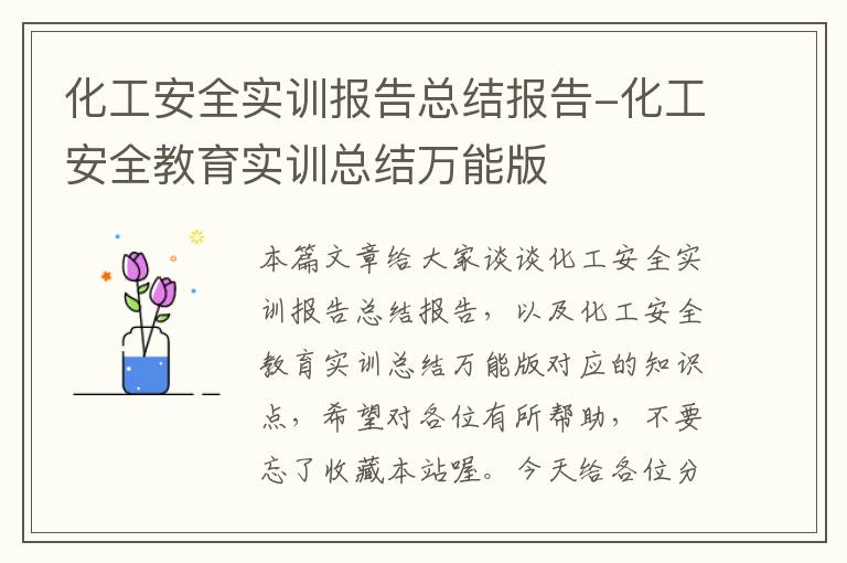 化工安全实训报告总结报告-化工安全教育实训总结万能版