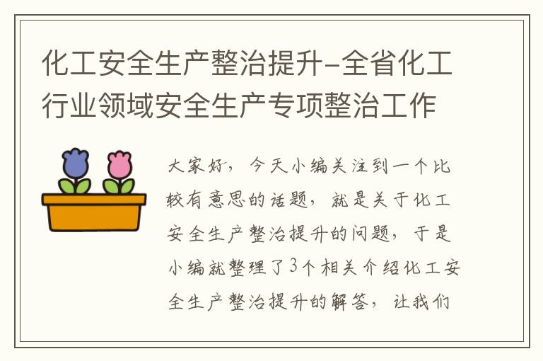 化工安全生产整治提升-全省化工行业领域安全生产专项整治工作方案