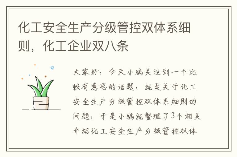 化工安全生产分级管控双体系细则，化工企业双八条