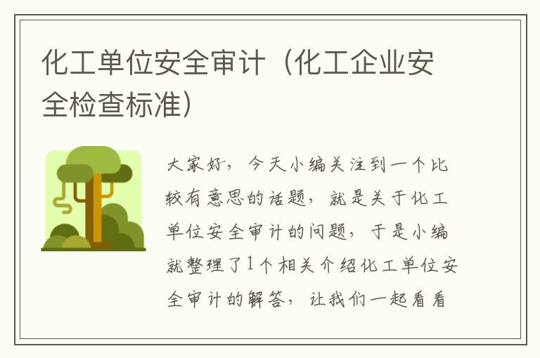 化工单位安全审计（化工企业安全检查标准）