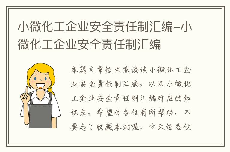 小微化工企业安全责任制汇编-小微化工企业安全责任制汇编