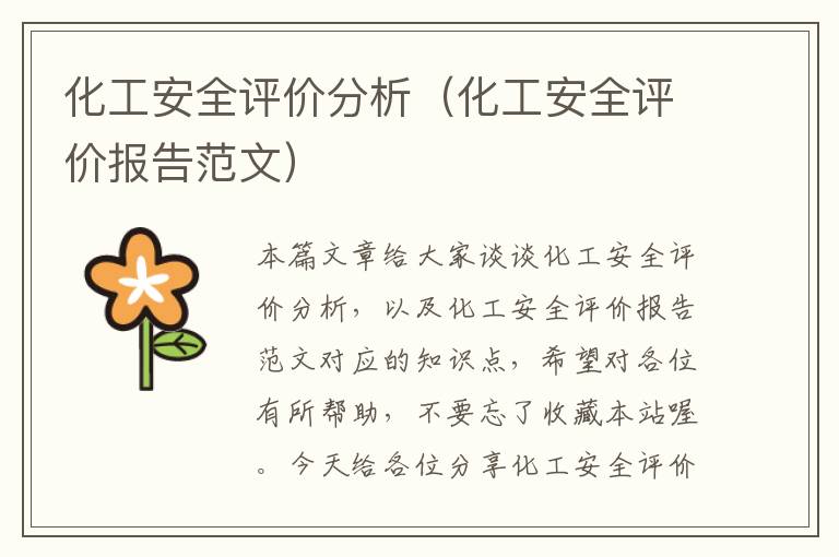 化工安全评价分析（化工安全评价报告范文）