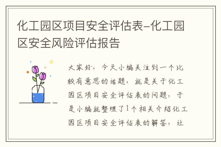 化工园区项目安全评估表-化工园区安全风险评估报告