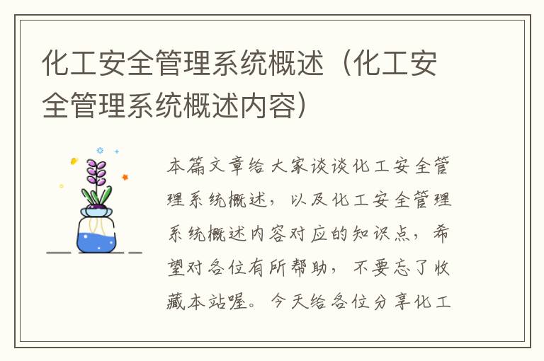 化工安全管理系统概述（化工安全管理系统概述内容）