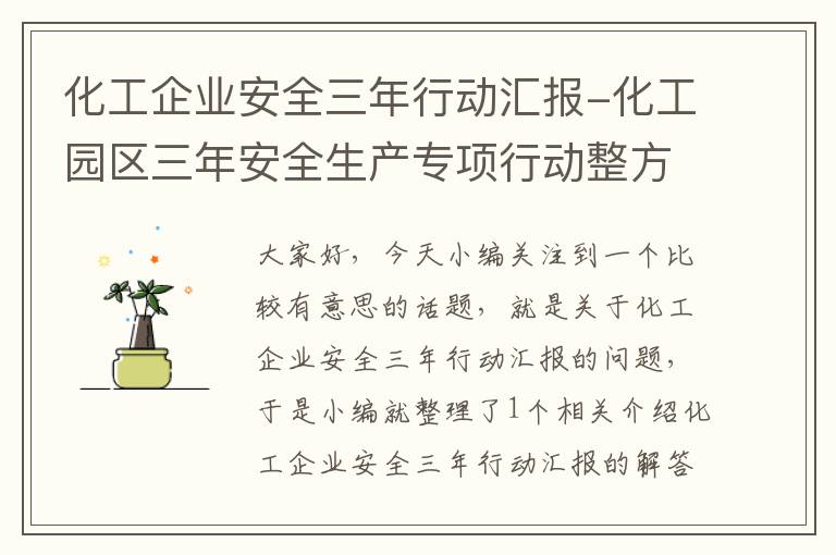 化工企业安全三年行动汇报-化工园区三年安全生产专项行动整方案