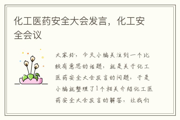 化工医药安全大会发言，化工安全会议