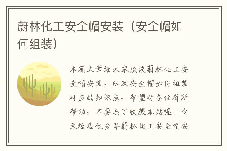 蔚林化工安全帽安装（安全帽如何组装）