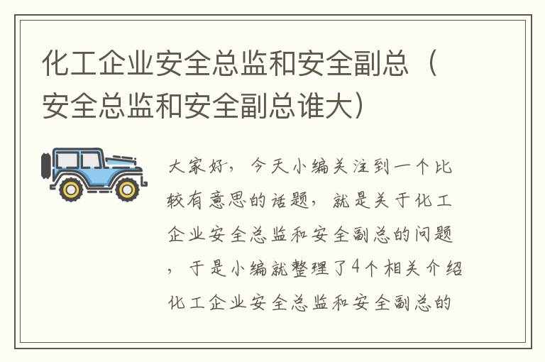 化工企业安全总监和安全副总（安全总监和安全副总谁大）