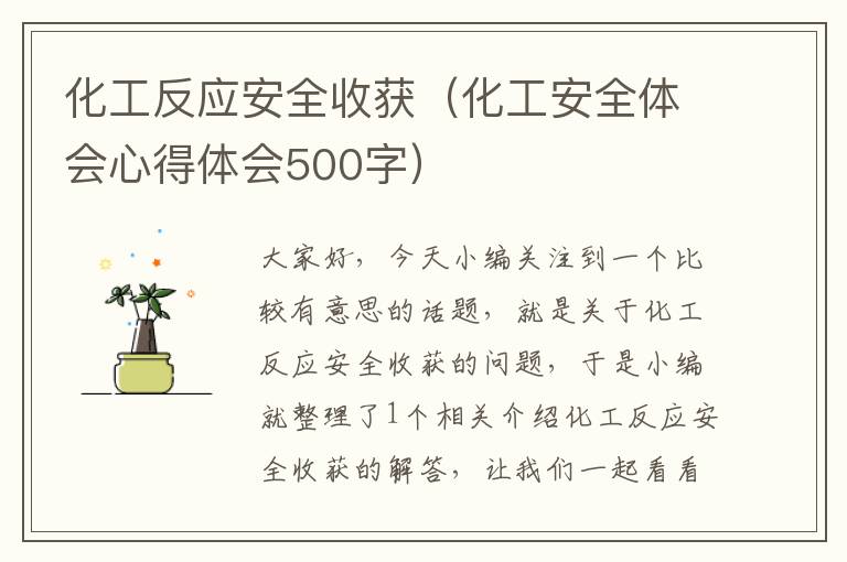 化工反应安全收获（化工安全体会心得体会500字）