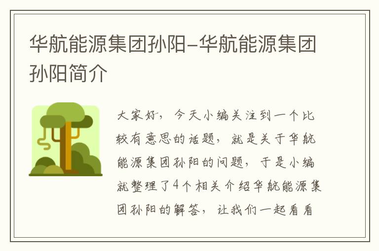 华航能源集团孙阳-华航能源集团孙阳简介