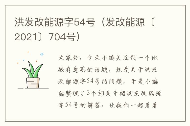 洪发改能源字54号（发改能源〔2021〕704号）