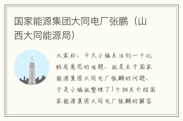 国家能源集团大同电厂张鹏（山西大同能源局）