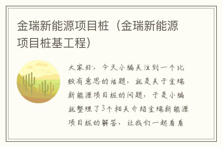 金瑞新能源项目桩（金瑞新能源项目桩基工程）