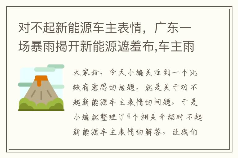 对不起新能源车主表情，广东一场暴雨揭开新能源遮羞布,车主雨中崩溃:这是个“祖宗”?_百度知 ...