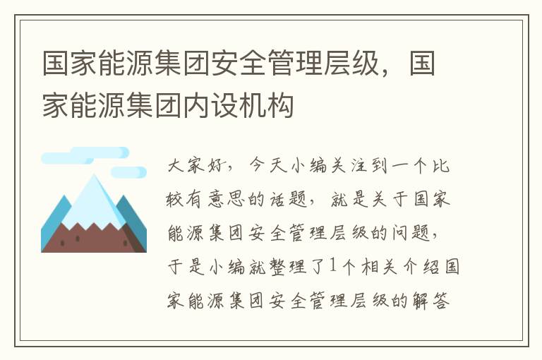 国家能源集团安全管理层级，国家能源集团内设机构