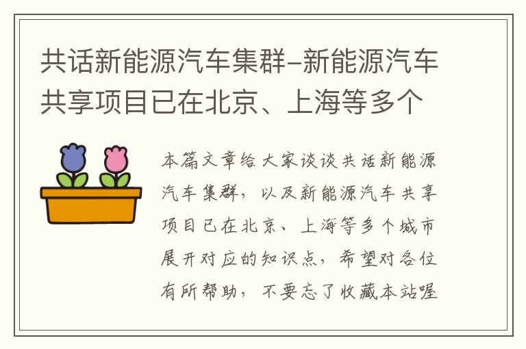 共话新能源汽车集群-新能源汽车共享项目已在北京、上海等多个城市展开