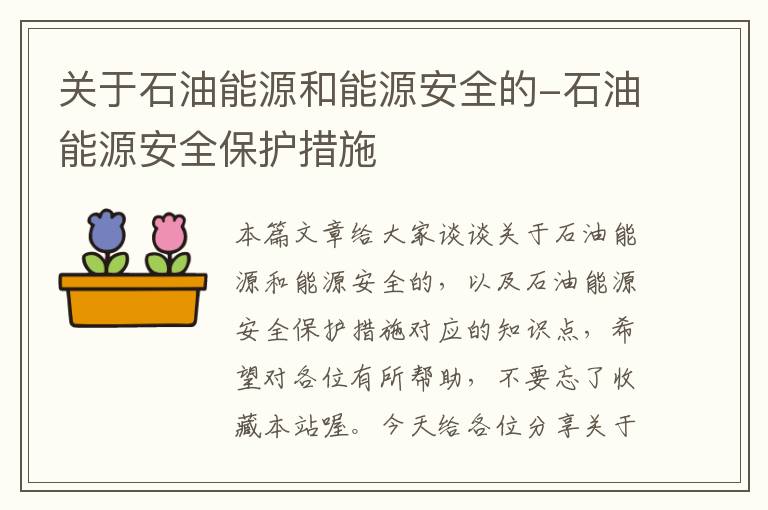 关于石油能源和能源安全的-石油能源安全保护措施