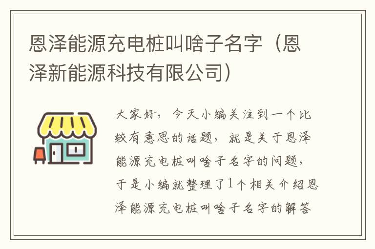 恩泽能源充电桩叫啥子名字（恩泽新能源科技有限公司）