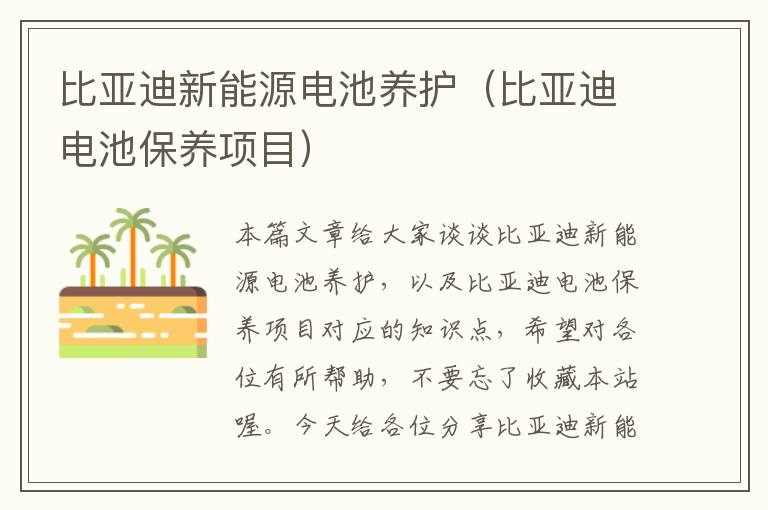 比亚迪新能源电池养护（比亚迪电池保养项目）