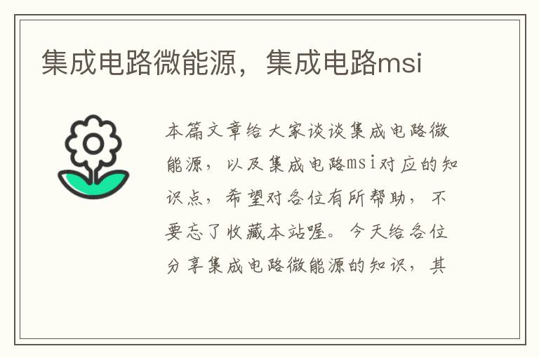 集成电路微能源，集成电路msi