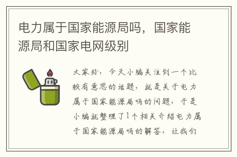 电力属于国家能源局吗，国家能源局和国家电网级别