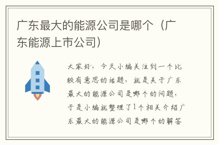 广东最大的能源公司是哪个（广东能源上市公司）