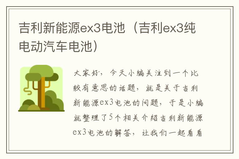 吉利新能源ex3电池（吉利ex3纯电动汽车电池）