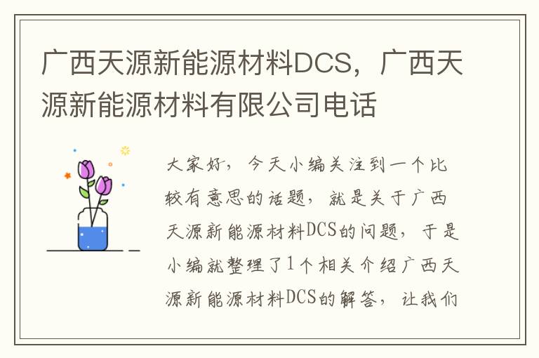 广西天源新能源材料DCS，广西天源新能源材料有限公司电话