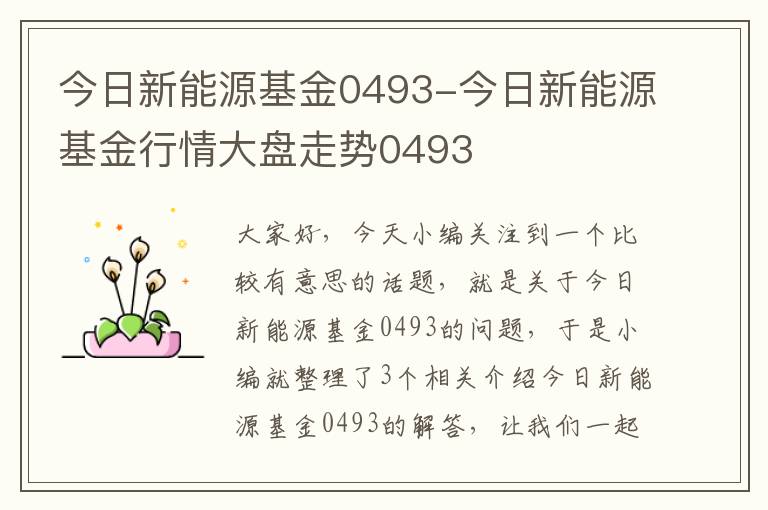 今日新能源基金0493-今日新能源基金行情大盘走势0493