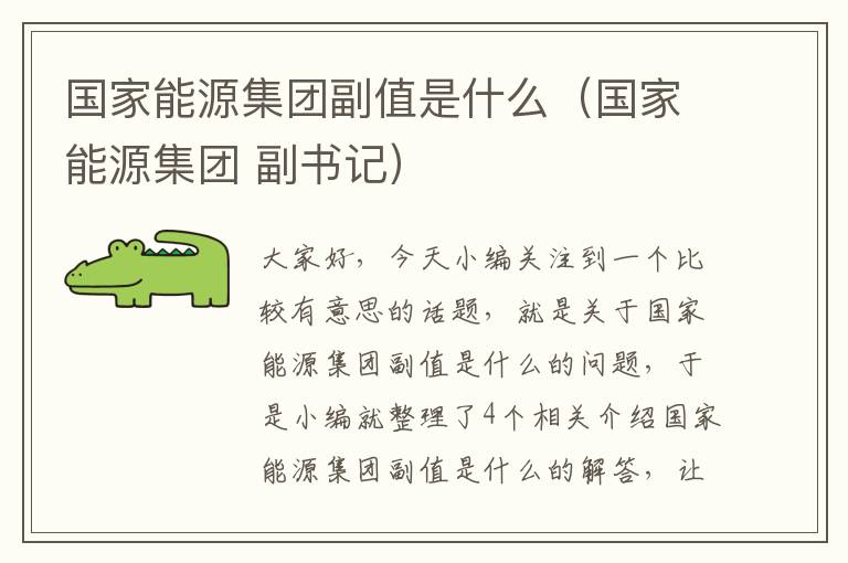 国家能源集团副值是什么（国家能源集团 副书记）