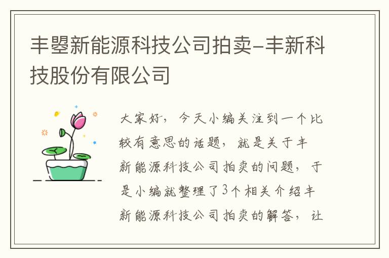 丰曌新能源科技公司拍卖-丰新科技股份有限公司