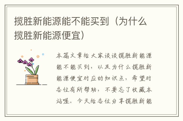 揽胜新能源能不能买到（为什么揽胜新能源便宜）