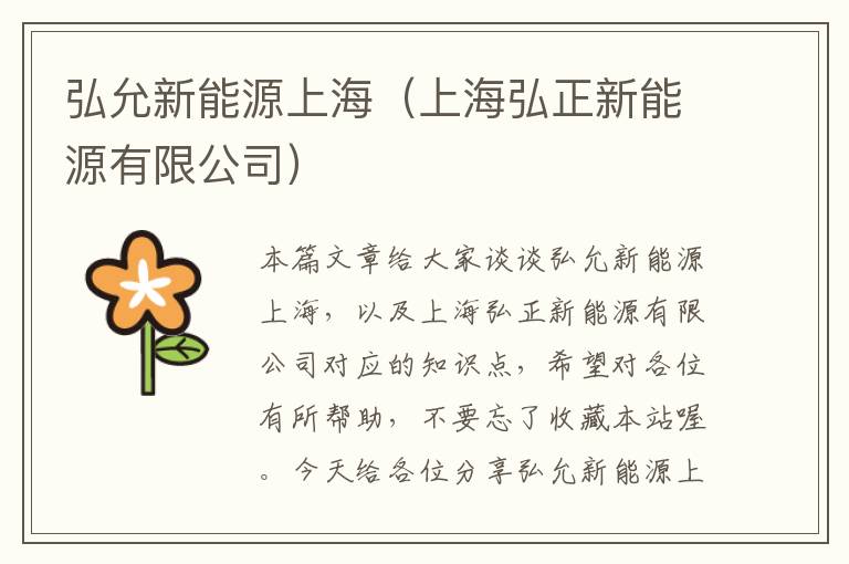 弘允新能源上海（上海弘正新能源有限公司）