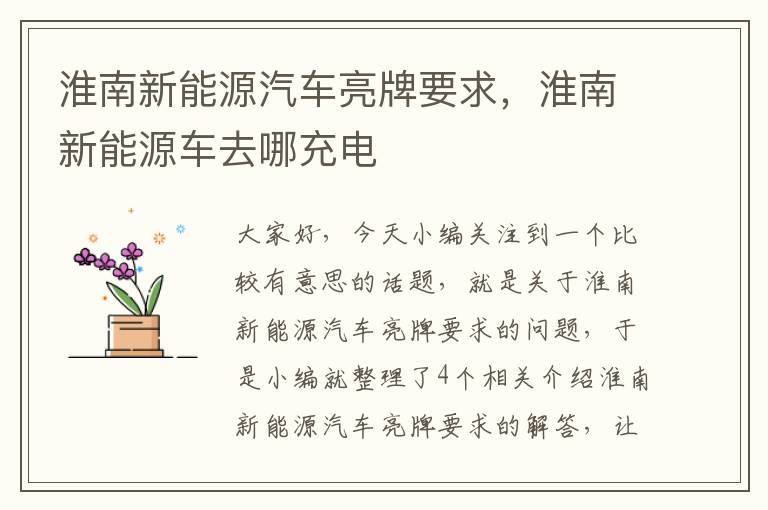 淮南新能源汽车亮牌要求，淮南新能源车去哪充电