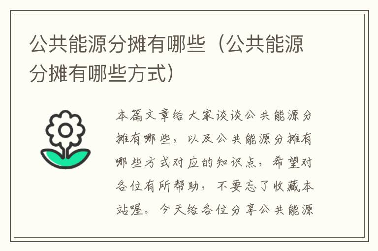 公共能源分摊有哪些（公共能源分摊有哪些方式）