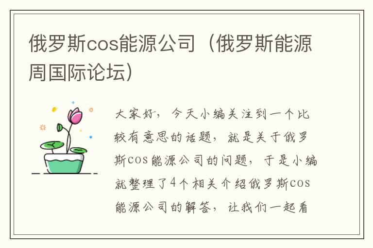 俄罗斯cos能源公司（俄罗斯能源周国际论坛）