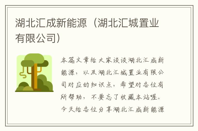 湖北汇成新能源（湖北汇城置业有限公司）