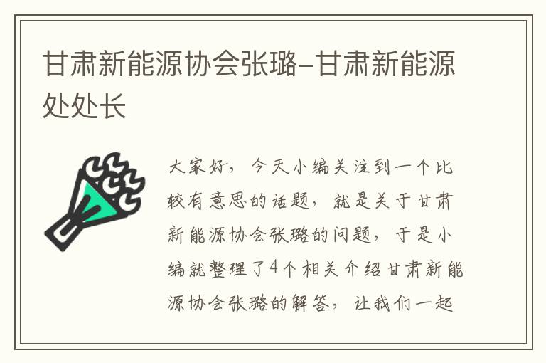 甘肃新能源协会张璐-甘肃新能源处处长