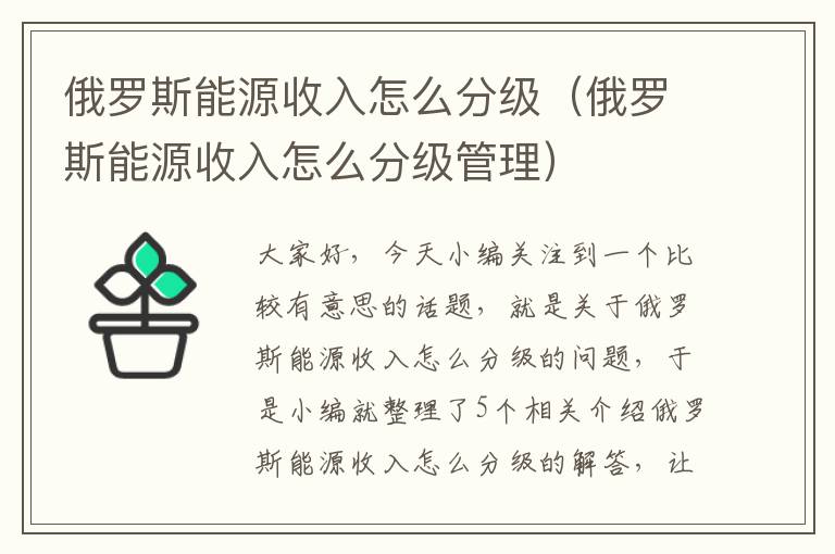 俄罗斯能源收入怎么分级（俄罗斯能源收入怎么分级管理）