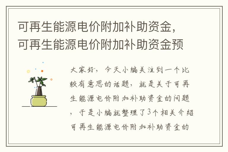 可再生能源电价附加补助资金，可再生能源电价附加补助资金预算的通知