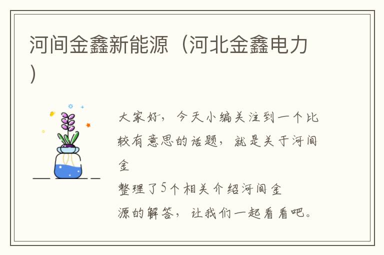 河间金鑫新能源（河北金鑫电力）