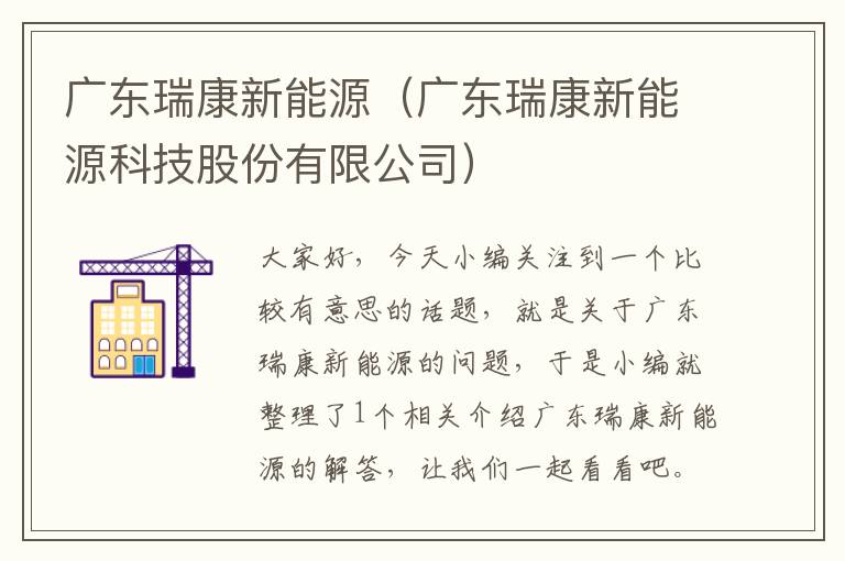 广东瑞康新能源（广东瑞康新能源科技股份有限公司）