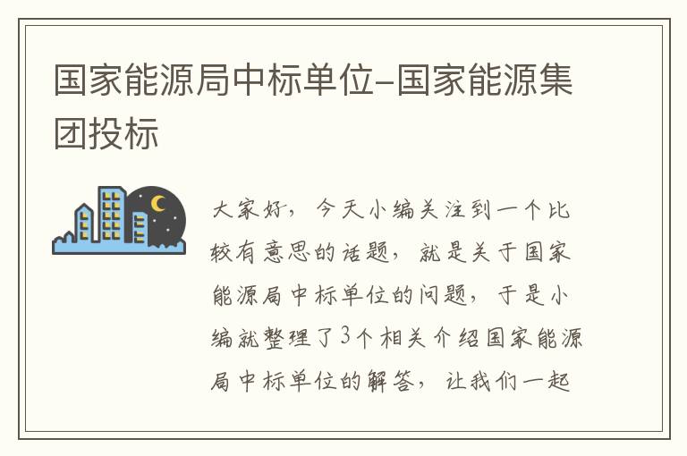 国家能源局中标单位-国家能源集团投标