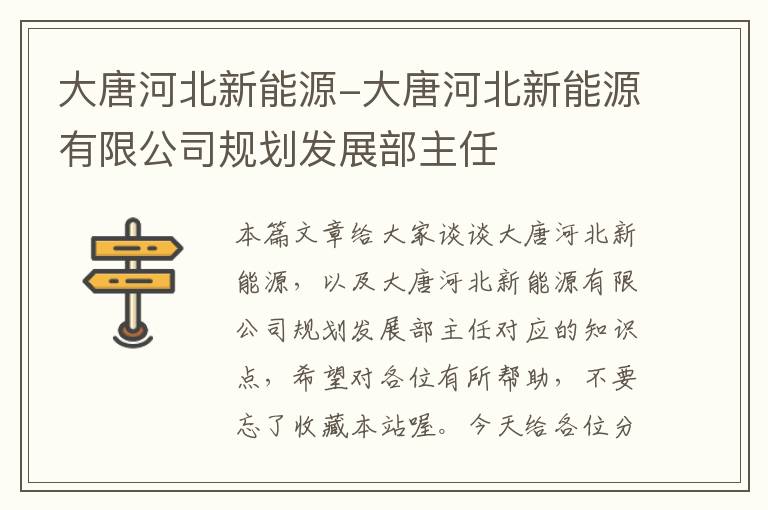 大唐河北新能源-大唐河北新能源有限公司规划发展部主任